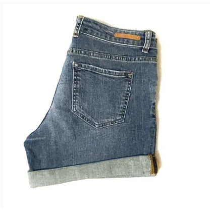Caslon Denim Shorts Womens 27 Blue Boyfriend Rolled cuff dark blue