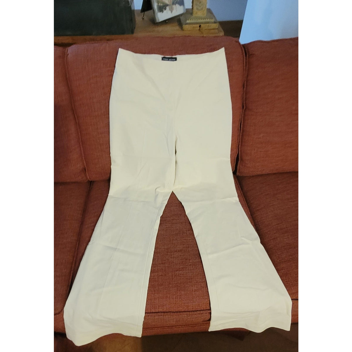 Randy Kemper Flared Leg Dress Pants Side Zip Mid Rise Ivory Size 4 Waist 28