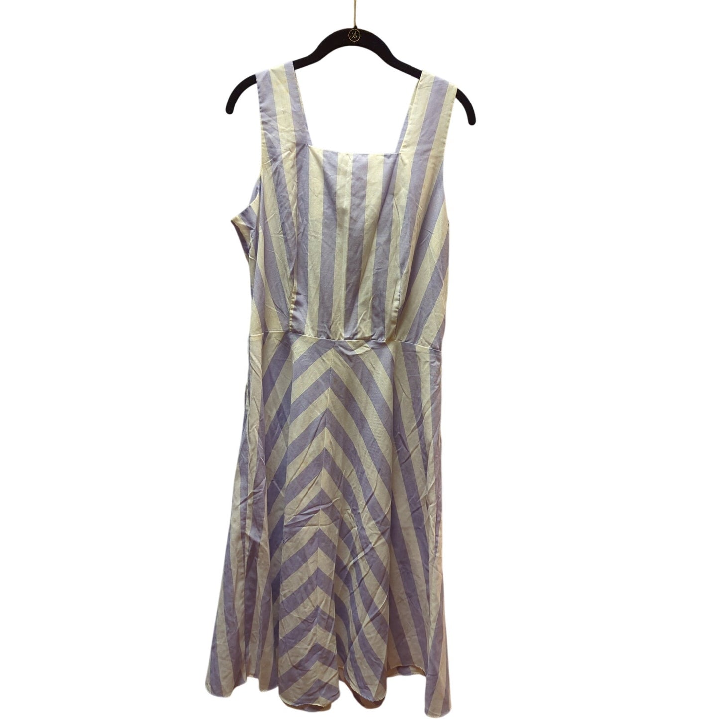 Altogether Vintage square Neck purple white striped dress sleeveless Medium