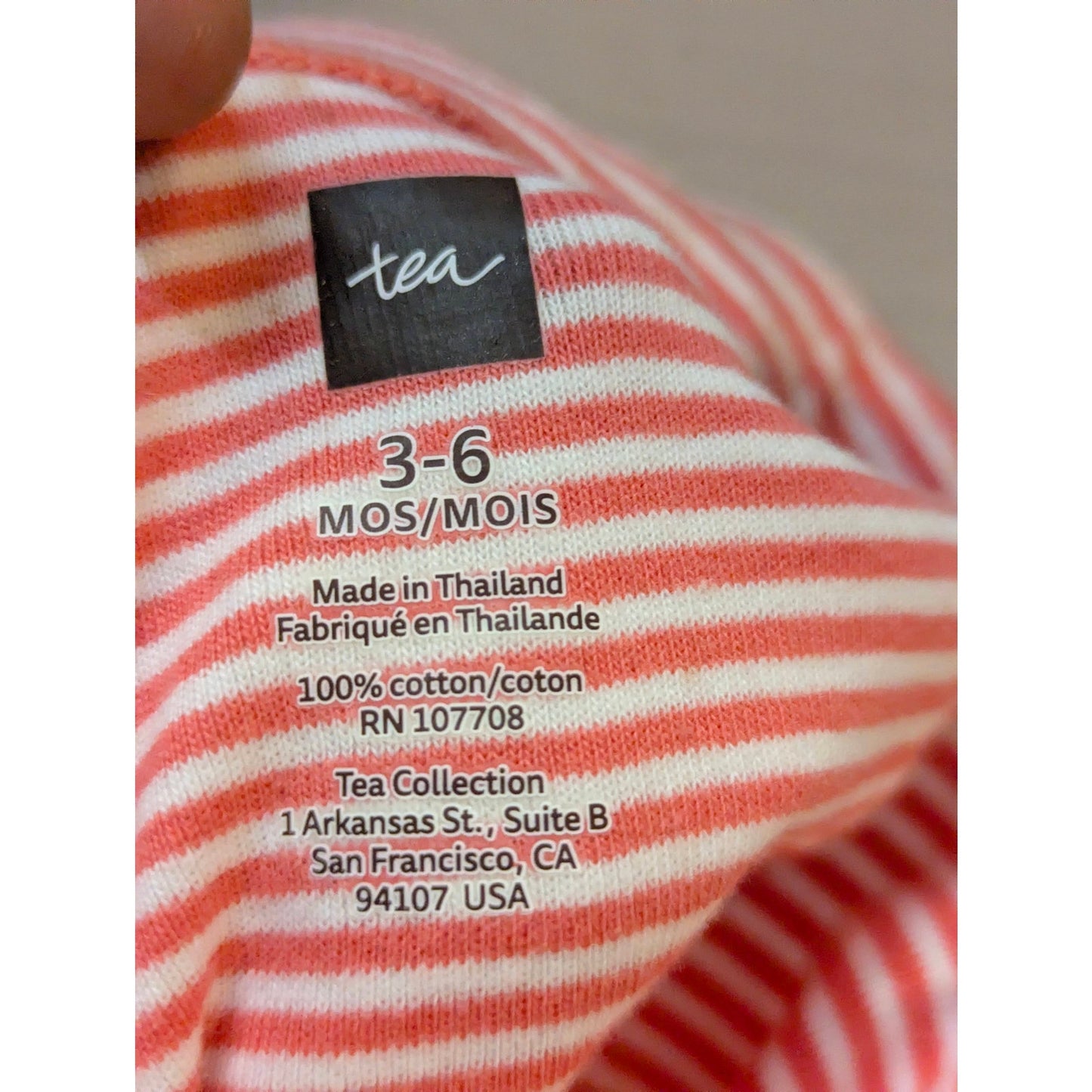 NWT Tea Collection Orange & White Striped Baby Leggings 3-6 Months