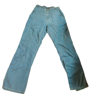 Vintage Lightweight Cotton Light Wash Bootcut Hem Slit High Waist Jeans Size 6