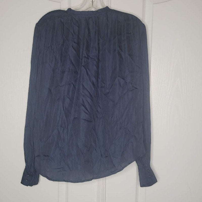 Scotch & Soda Blue Size Medium Blouse Top Long Sleeve $115 Style 158921 Ruffle