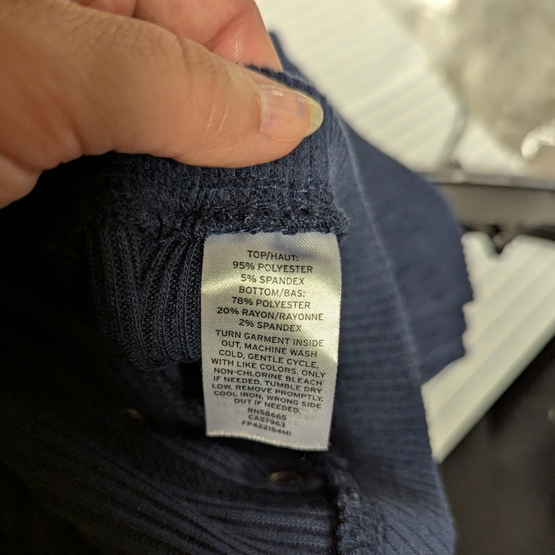 FREE PRESS Size Medium Ribbed Leggings Blue Pajama Bottoms Joggers