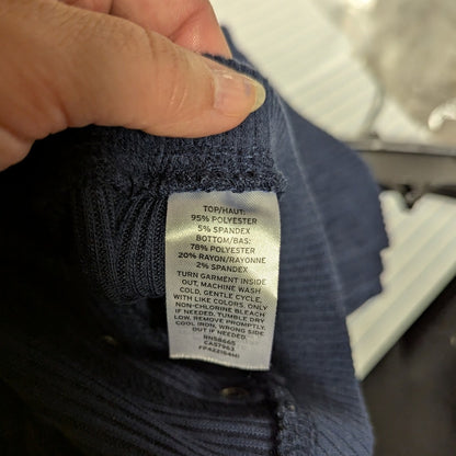 FREE PRESS Size Medium Ribbed Leggings Blue Pajama Bottoms Joggers