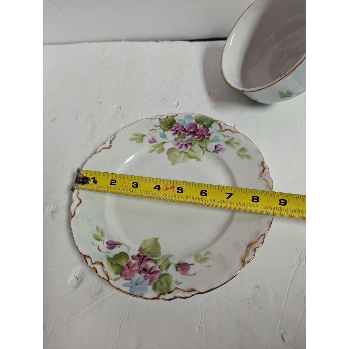 vintage Hutschenreuther Selb Bavaria covered butter dish handpaint floral round