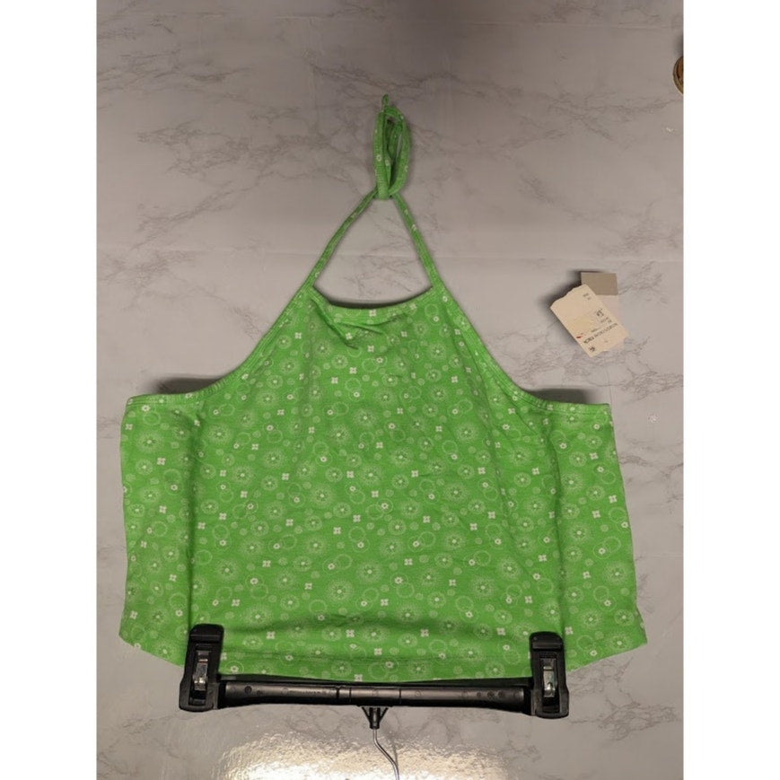 NEW Nordstrom BP Tie Halter Crop Top in Green Frosty Foulard Size 1X Extra Large