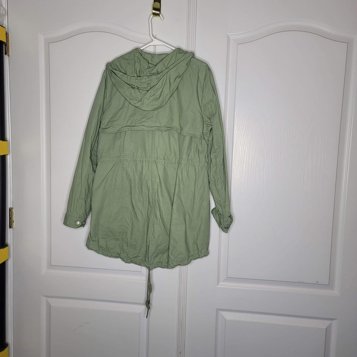 Sebby Collection Womens Large Olive Green Cargo Jacket Full Zip Hooded  Cotton