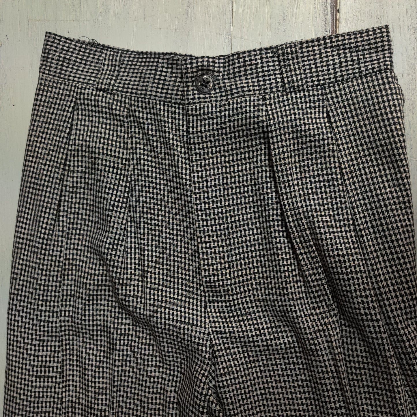 Joan Leslie Classics Black White Houndstooth Pleated Trousers Pants 6P