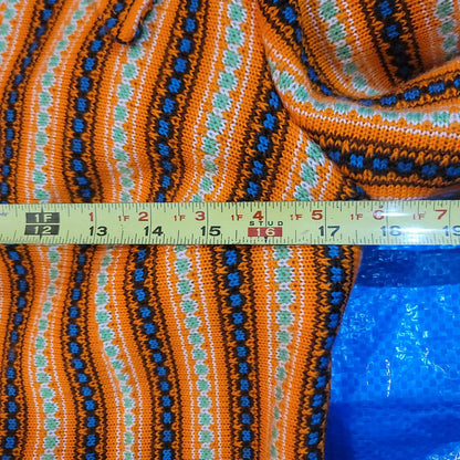 Vintage Womens Medium Knit Mini Dress Long Sleeve Orange brown Wide collar