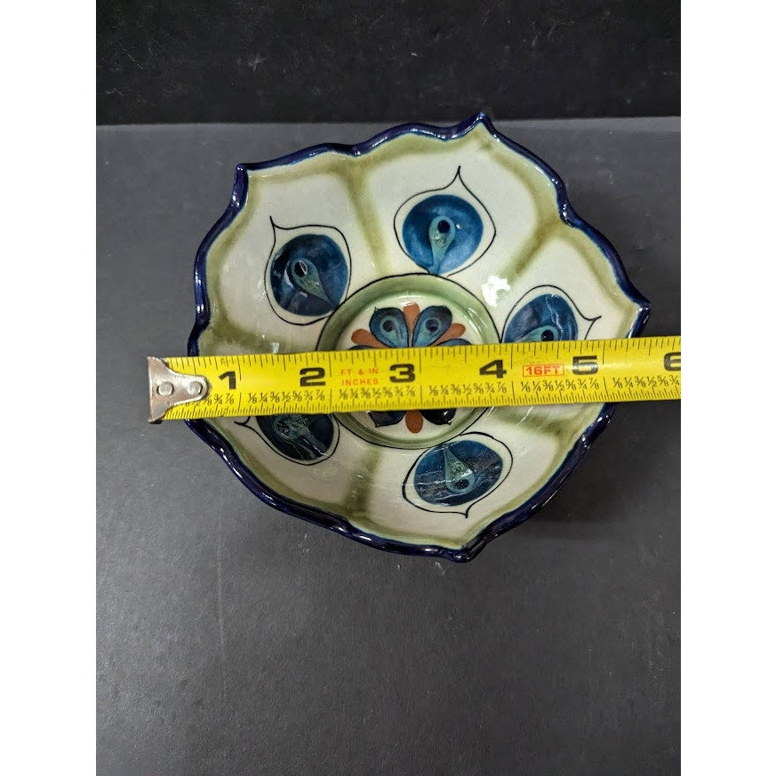 Lotus Palopo Salsa serving Bowl hand painted Guate Mayanke