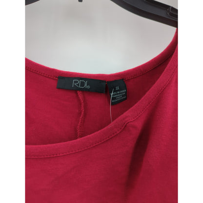 RDI Women's NWT Size 3X Red Hanky Hem Tunic Top Sharkbite Soft Knit