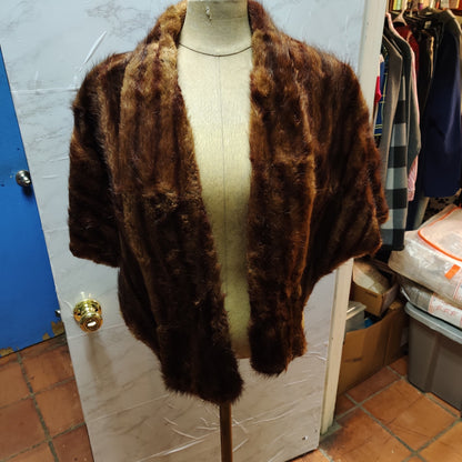 Vintage Elynor Cain Mink Fur Capelet Cropped Stole Shrug Wrap Hollywood Retro