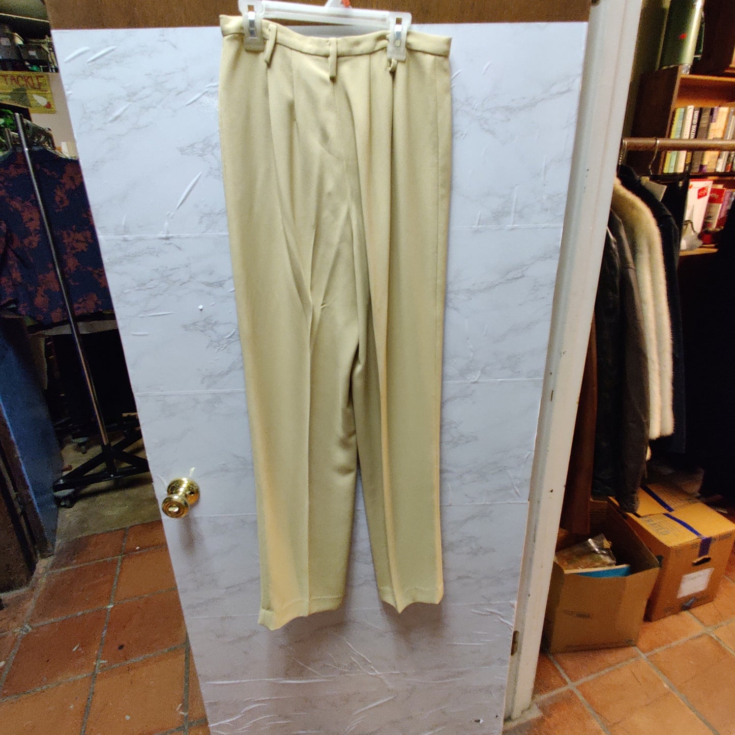 Linda Allard Ellen Tracy Tan Tailored Career Pants Medium Weight Fabric Size 4