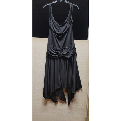 BCBGirls Size Large Black Hankerchief Hem Dress VNeck DANCE TANGO y2K