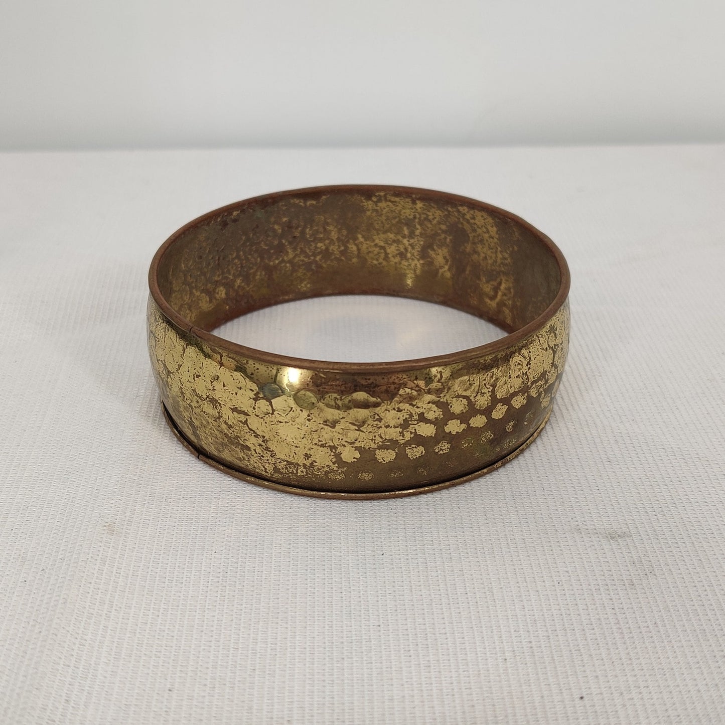 Copper bracelet hammered bangle 1" wide vintage boho statement