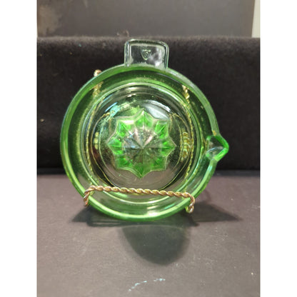 Vintage Federal Glass Green Uranium Juice Reamer with Tab Handle Kitchenware