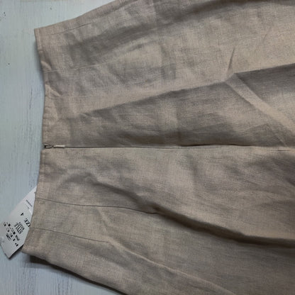 Donna Morgan Vintage Tan Linen Embroidered Pants Coastal Luxury High Waist 4