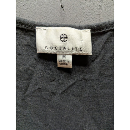 Socialite NEW Tank 1/4 Button up Sleeveless Layering Medium Henley Charcoal