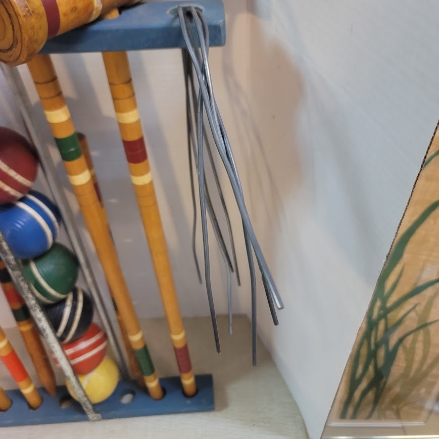 Vintage Wooden Croquet Set with Blue Storage Stand Lawn Classic Game