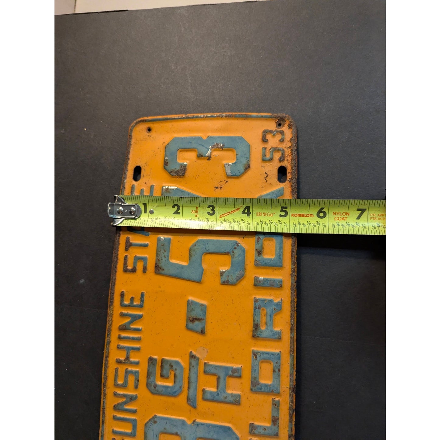 Vintage 1953 Florida License Plate Sunshine State Orange Teal Metal Tag