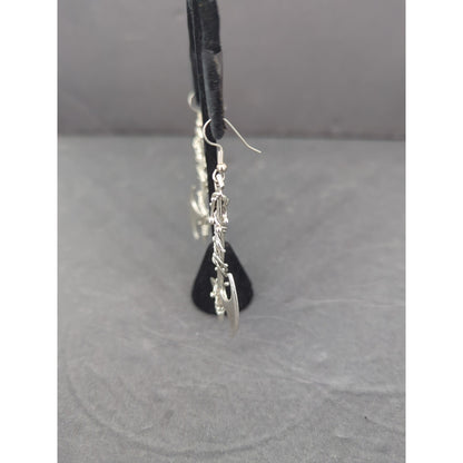 Vintage Silver Tone Battle Axe Dangle Pierced Earrings Gothic Edgy RenFaire