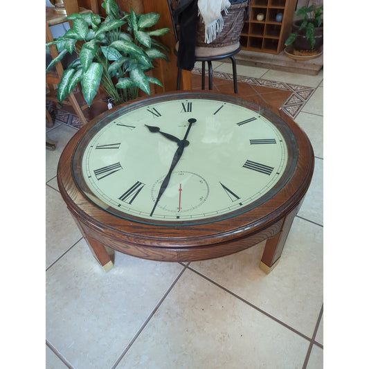 Howard Miller Coffee Table Clock Excellent Oak Frame 42" X 16"