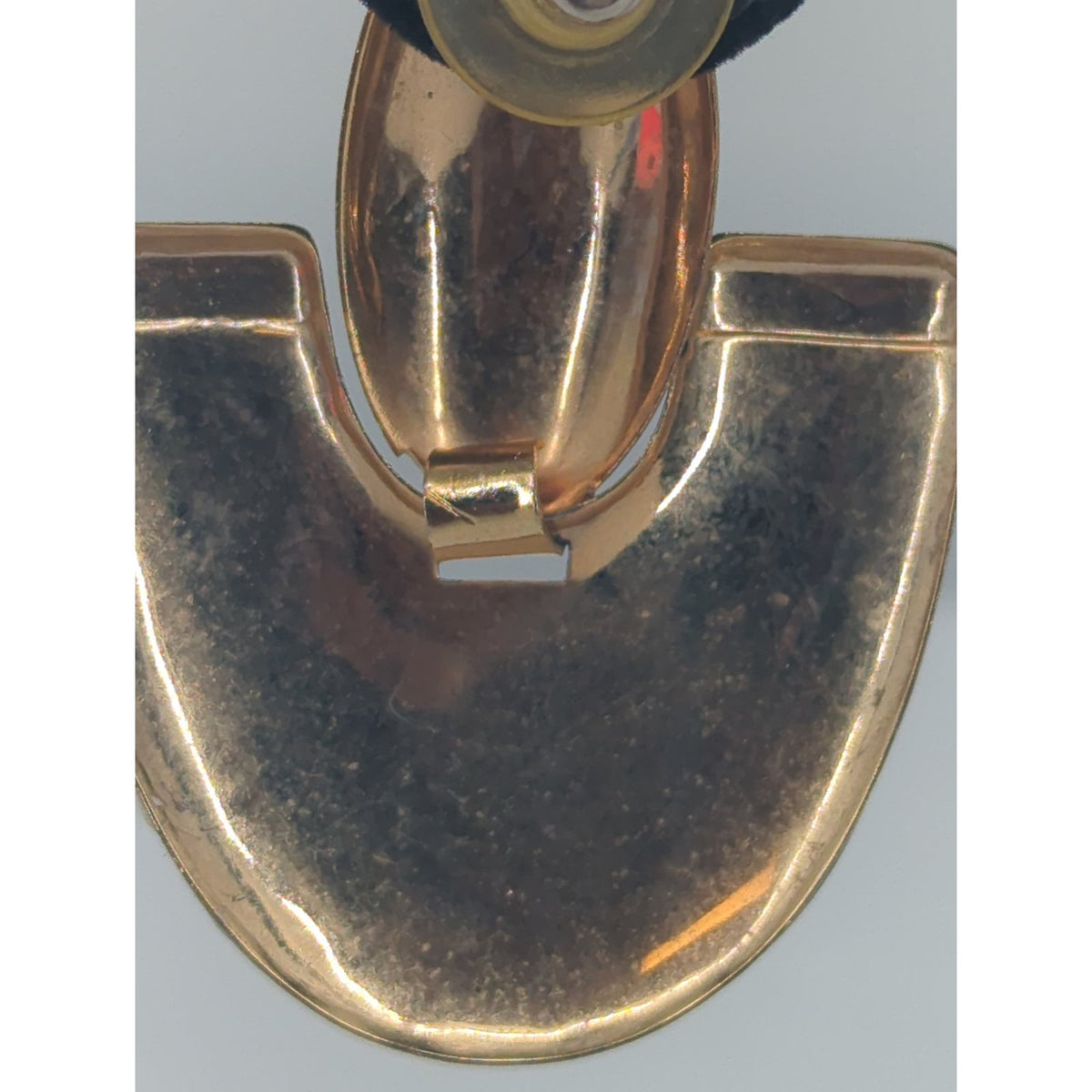 Vintage 1980s Gold-Tone & Black Enamel Geometric Dangle Clip-On Earrings