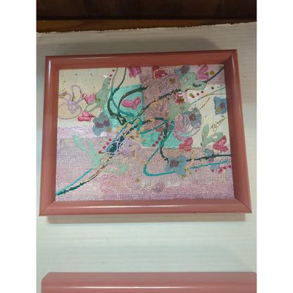 Patrick McNurney Signed Abstract Art Pair Memphis Milano 1980s Framed Painting
