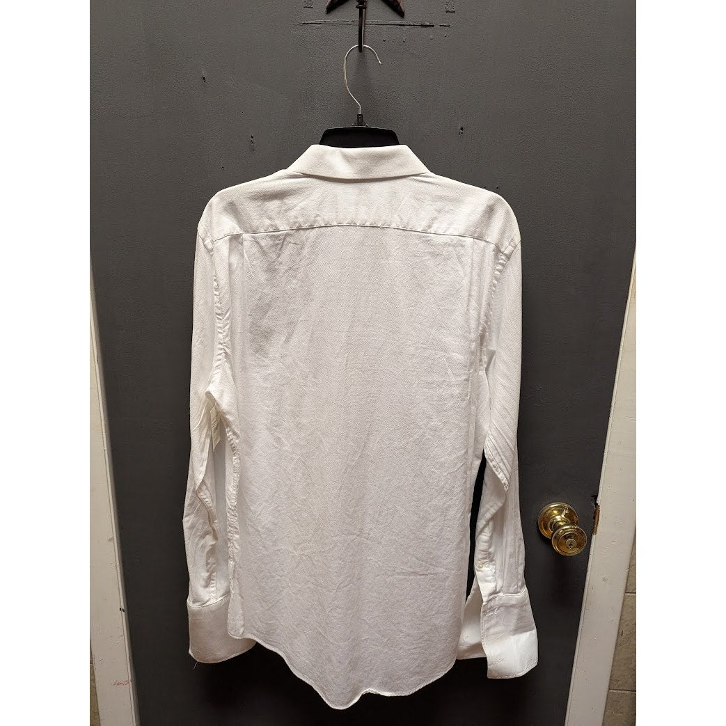 Nordstrom Rack White button up cotton weave Dress Shirt Slim Fit 16" 34/35