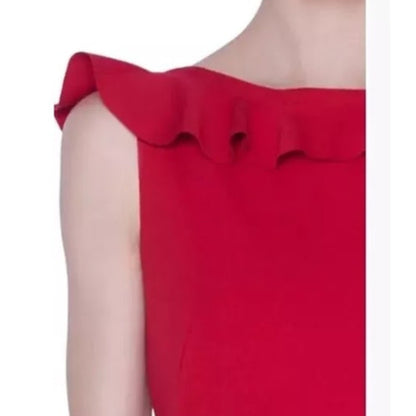 Akris Punto Jersey Sleeveless Ruffle Dress Size 6 US in Red NWT
