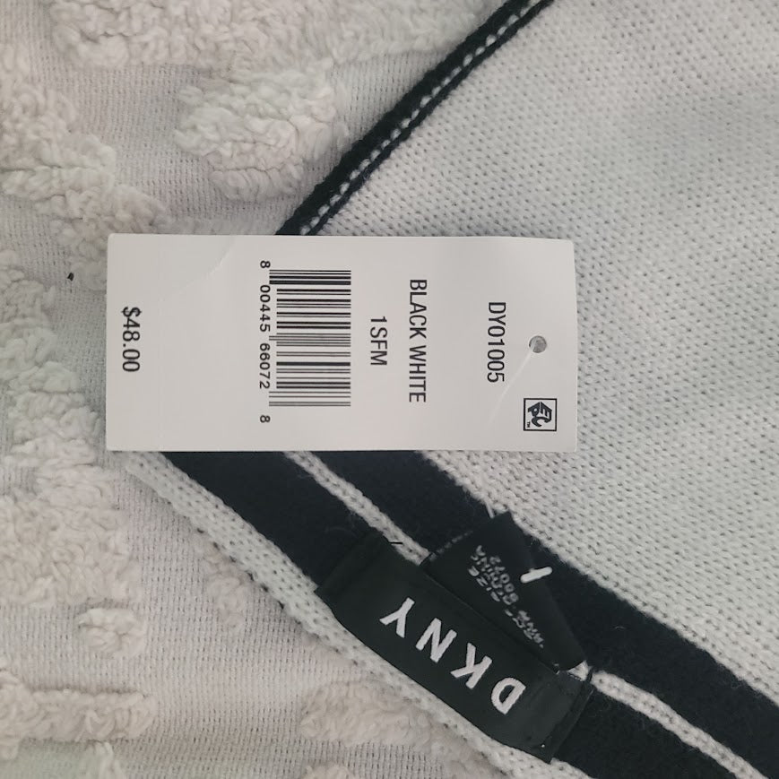 DKNY Stadium Logo Spellout Scarf Black & White NWT wrap winter cold weather
