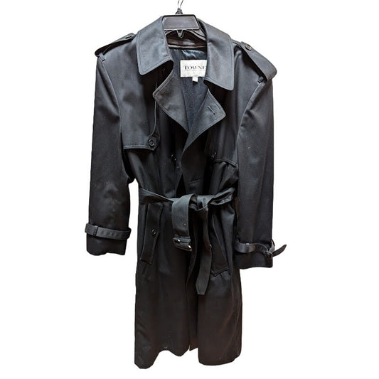 Towne by London Fog Size 42 Trench Coat Zipped in LIner with Belt charcoal Gray
