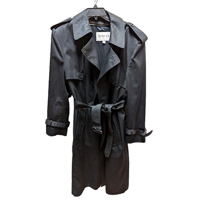 Towne by London Fog Size 42 Trench Coat Zipped in LIner with Belt charcoal Gray