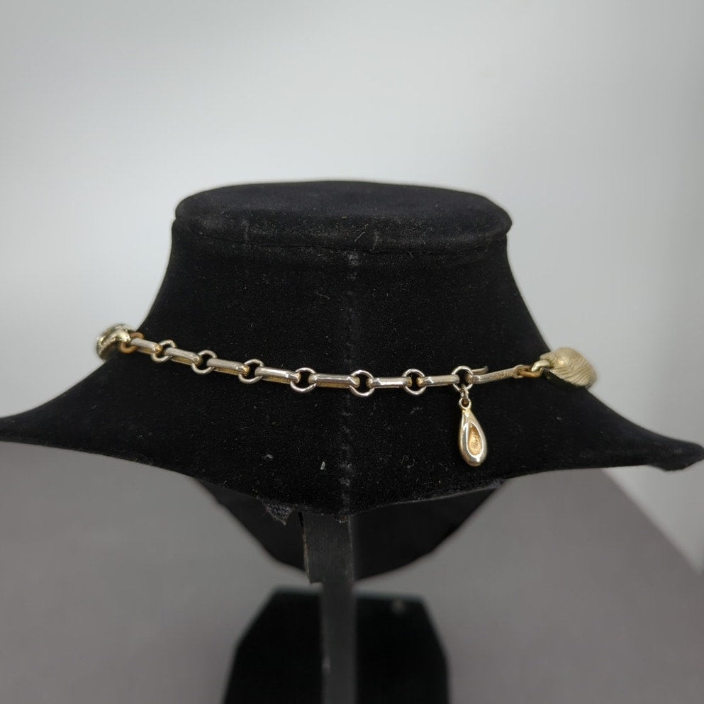 Vintage Fashion Necklace Lisner Brushed Gold-Tone Scalloped Link Collar