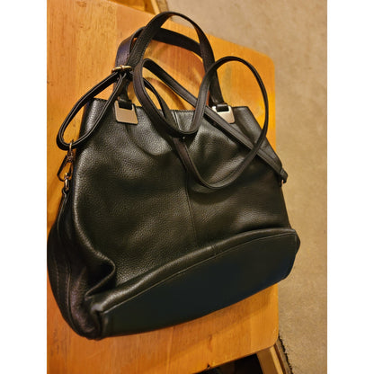 Vince Camuto ROSIE Black Shoulder Top handle pebble leather purse 3 Zip snap