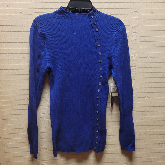 COURT rowe Belle Noel Cobalt Blue Ribbed Button Side Detail Sweater Large