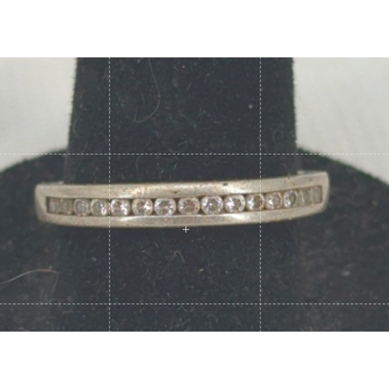 Vintage Minimalist 925 Silver Diamond Accent Stackable Band Ring