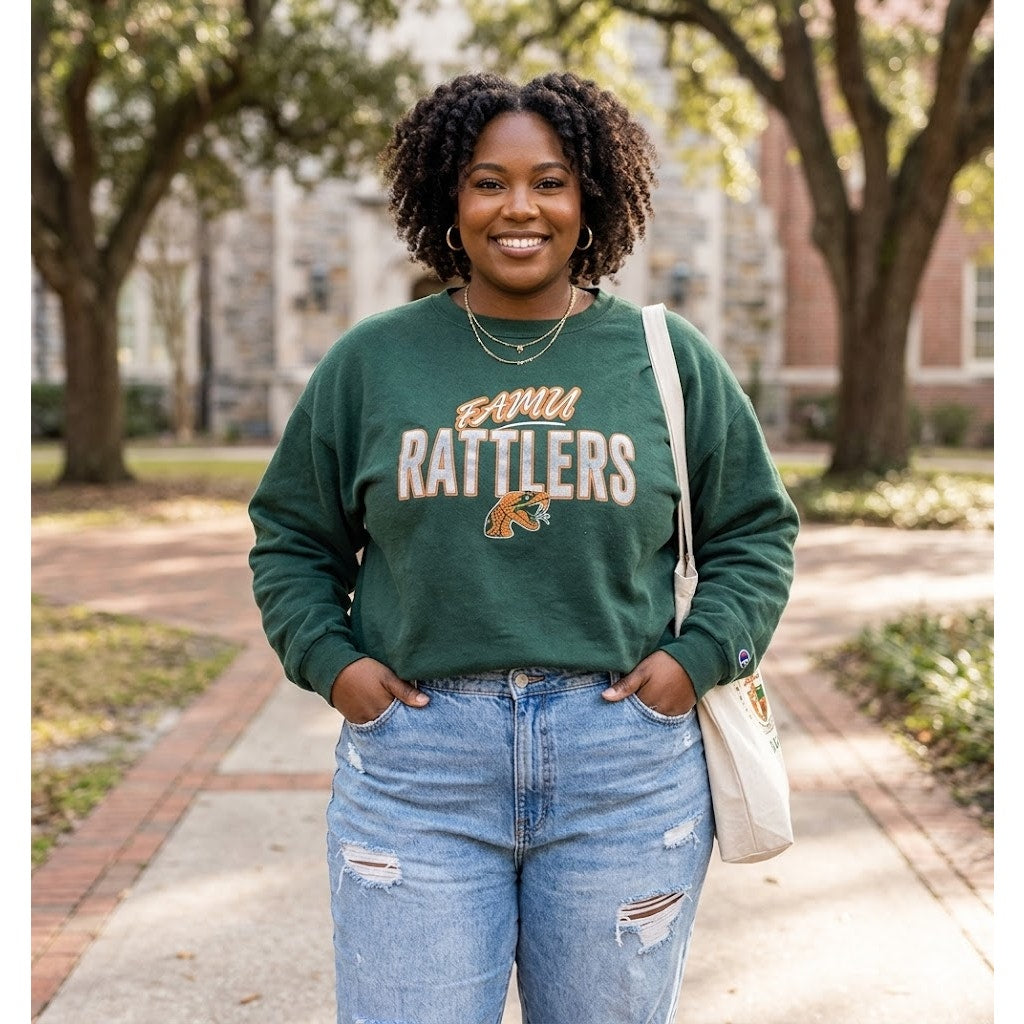 Vintage Jerzees FAMU Rattlers Crewneck Sweatshirt Green XL Florida University