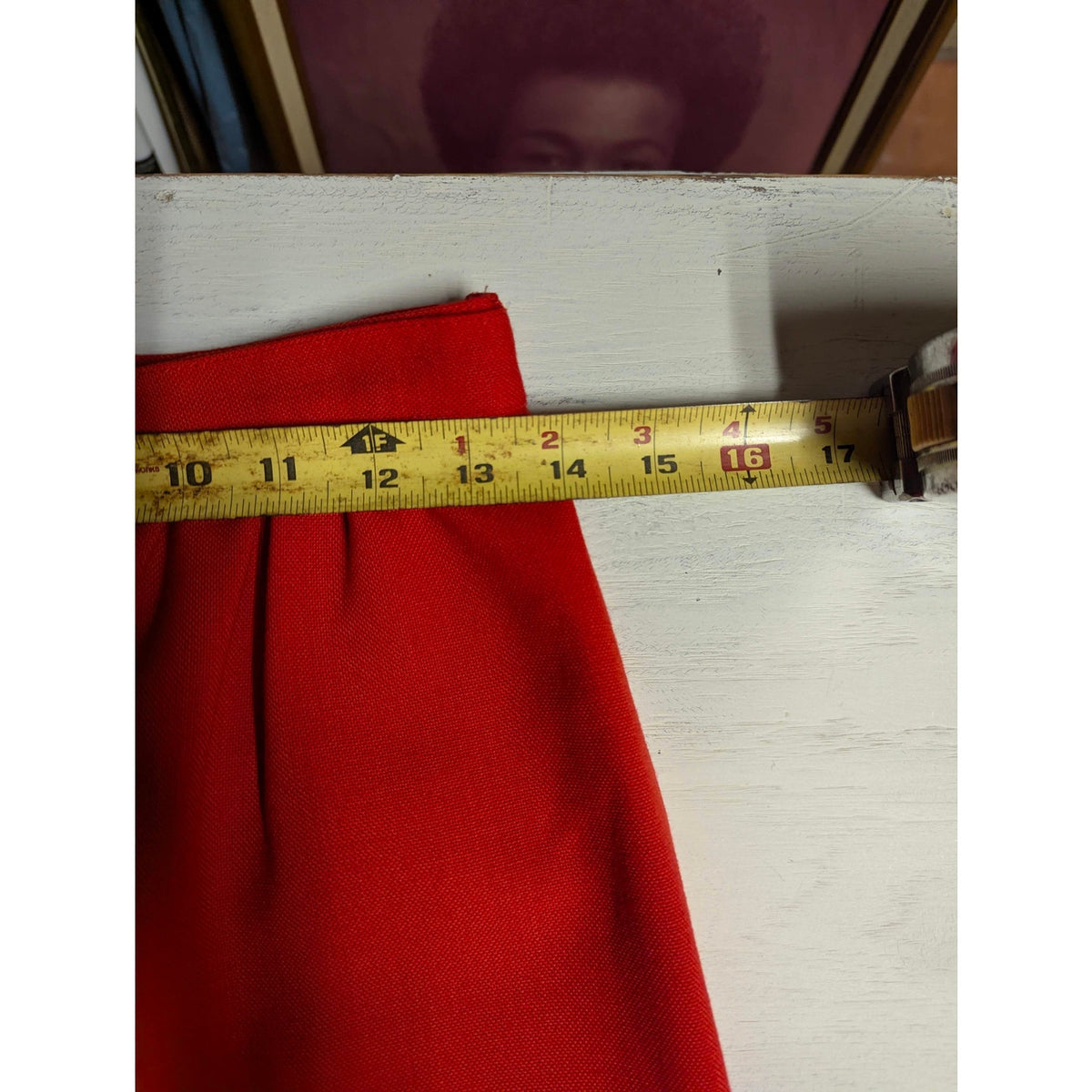 Vintage JG Hook Red Wool Midi Pencil Skirt Size 8 Dark Academia Lightly Pleated