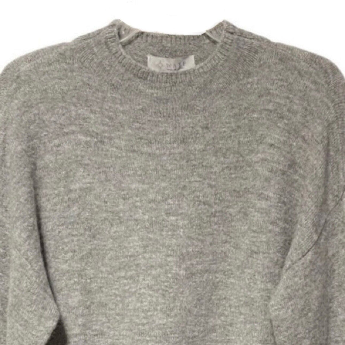 Wayf Tie Front Waist Mock Neck Pullover Sweater LARGE Light Grey NWT