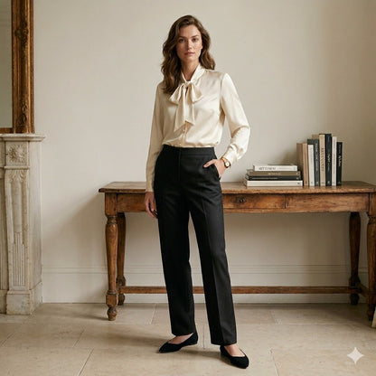 Alex Marie Black Tailored Straight Leg Trousers Business Casual Pants Size 2P