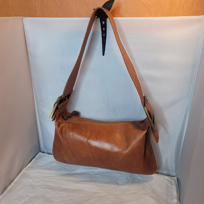 Pelletteria Alexander Italy Leather Shoulder Purse Bag brass hardware Hobo