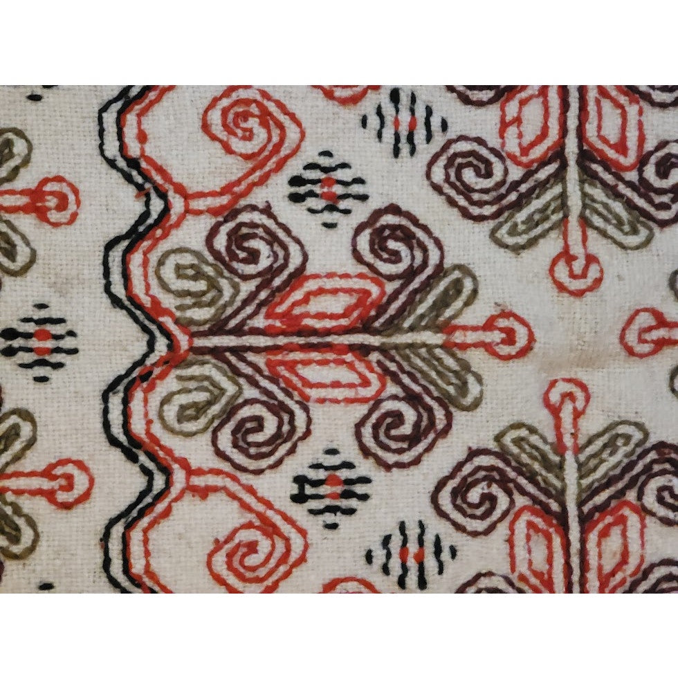Embroidered Handmade Wool Turkish Tapestry vintage rug 31" x 27" Brown Orange
