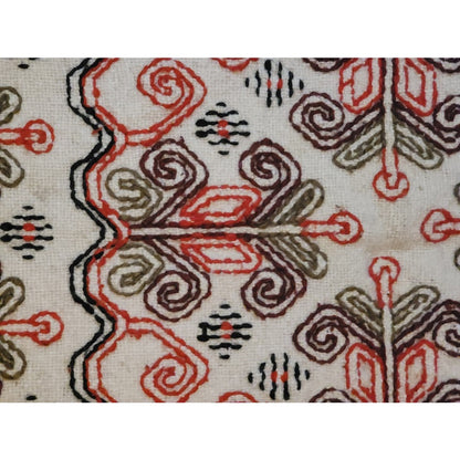 Embroidered Handmade Wool Turkish Tapestry vintage rug 31" x 27" Brown Orange