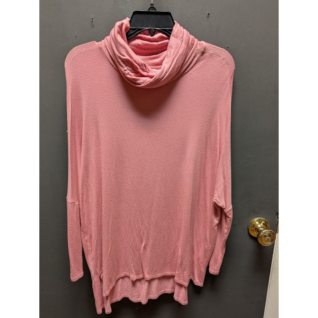 Caslon Oversie High Low Tunic Fleece Tunic Cowl Neck Long Sleeves Dropped Pink