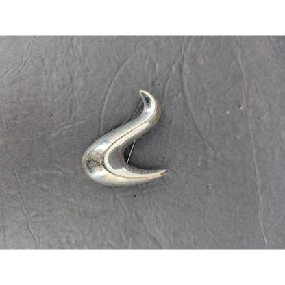 Vintage Monet Silver Tone Stylized Bird Swan Brooch Pin Retro Minimalist
