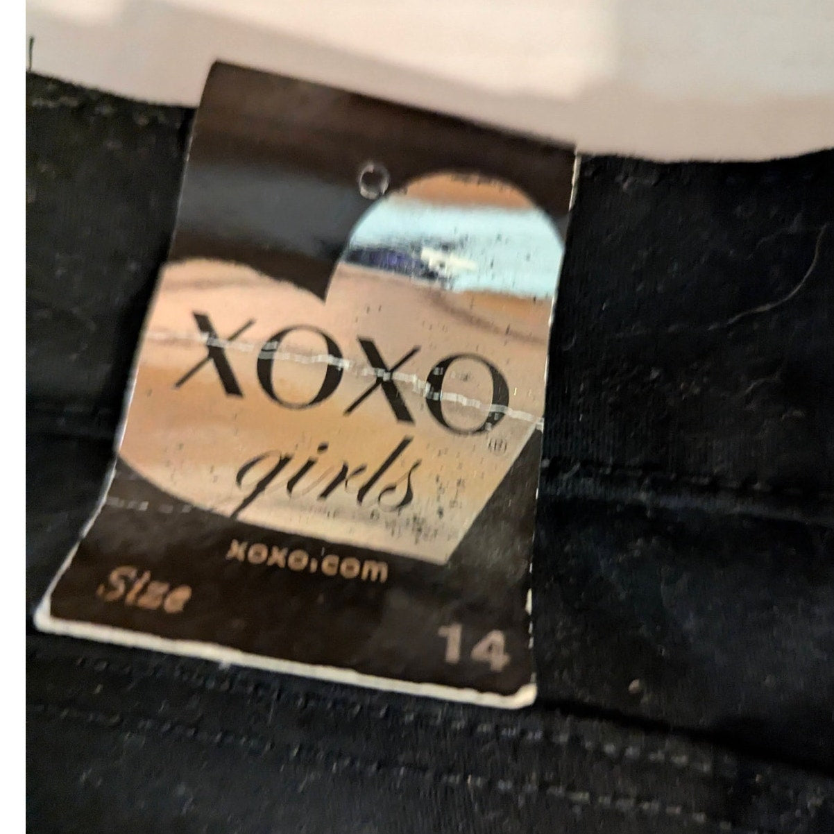 XOXO Girls Black Pants Size 14 NWT Lace Up Accent Rhinestone Pocket Y2K Vibe