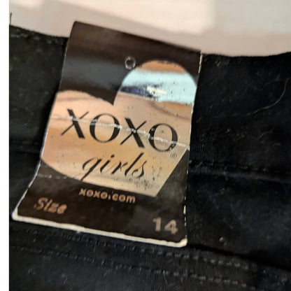 XOXO Girls Black Pants Size 14 NWT Lace Up Accent Rhinestone Pocket Y2K Vibe