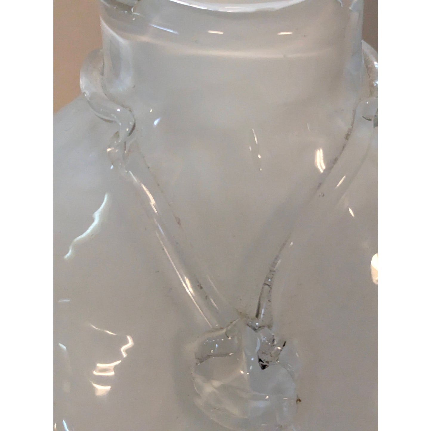 Vintage Y2K Frosted Glass Female Bust Torso Vase Clear Necklace Statue 10"