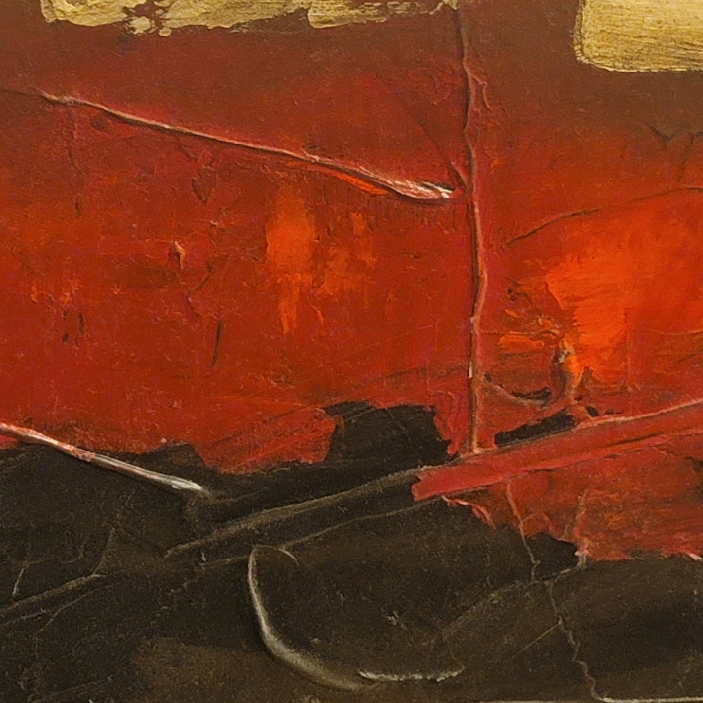 Sarah Brooke Middle of Nowhere Red Ribbon Large Textured Abstract Canvas 60x40